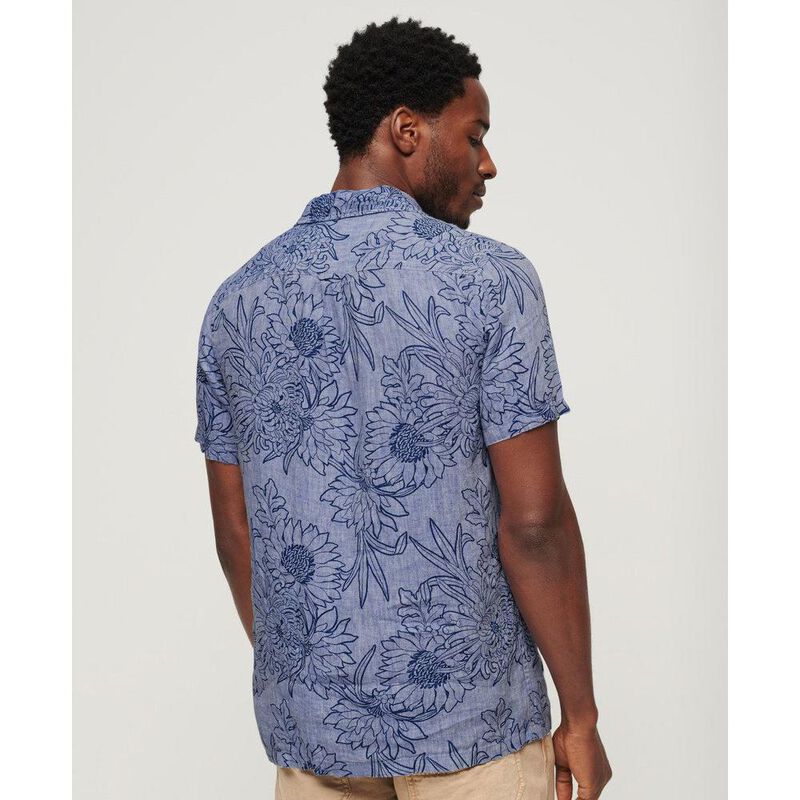 Superdry Open Collar Print Linen Shirt image number 1